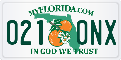 FL license plate 0210NX