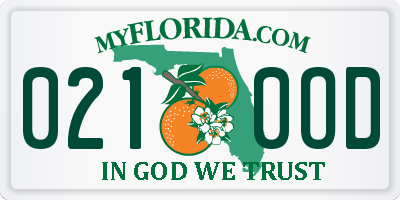 FL license plate 0210OD