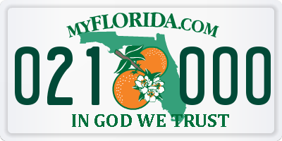 FL license plate 0210OO