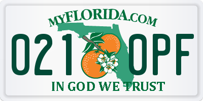 FL license plate 0210PF