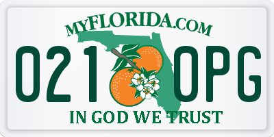 FL license plate 0210PG