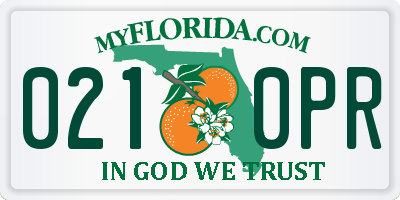 FL license plate 0210PR