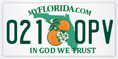 FL license plate 0210PV