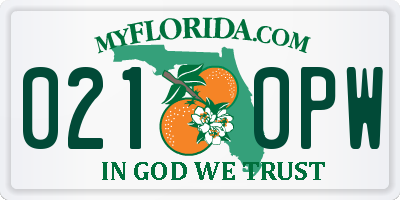 FL license plate 0210PW