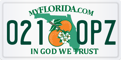 FL license plate 0210PZ