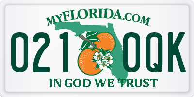 FL license plate 0210QK
