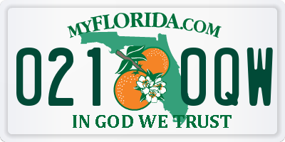 FL license plate 0210QW