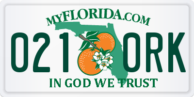 FL license plate 0210RK