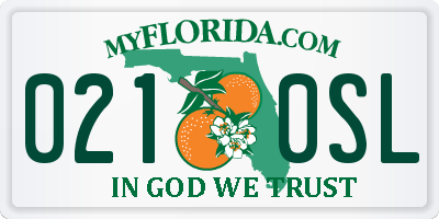 FL license plate 0210SL