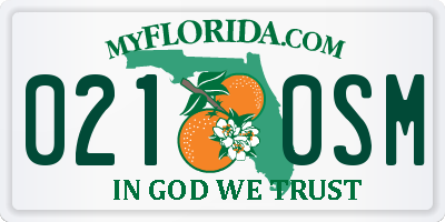 FL license plate 0210SM