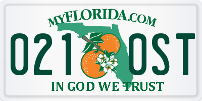 FL license plate 0210ST
