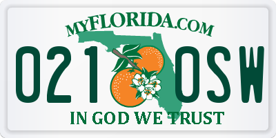 FL license plate 0210SW