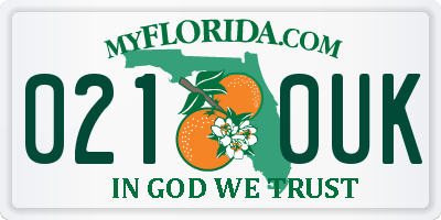FL license plate 0210UK