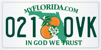 FL license plate 0210VK