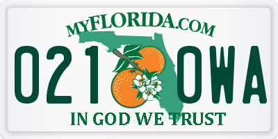 FL license plate 0210WA