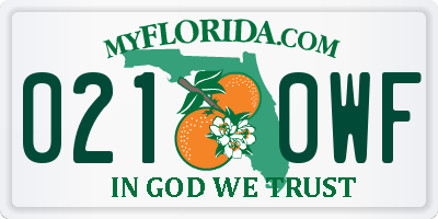 FL license plate 0210WF