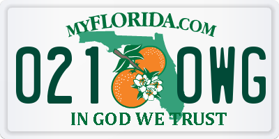 FL license plate 0210WG