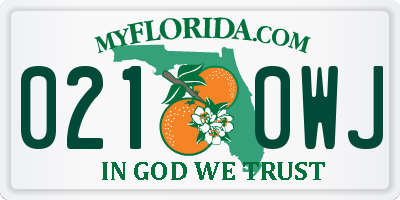 FL license plate 0210WJ