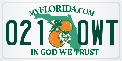 FL license plate 0210WT