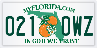 FL license plate 0210WZ