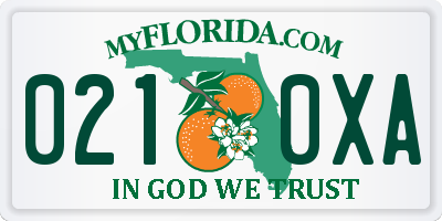 FL license plate 0210XA