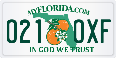 FL license plate 0210XF