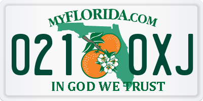 FL license plate 0210XJ