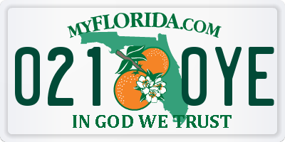 FL license plate 0210YE