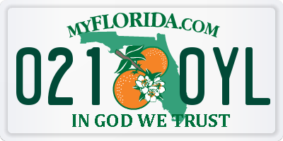 FL license plate 0210YL