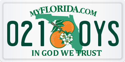 FL license plate 0210YS