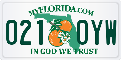 FL license plate 0210YW