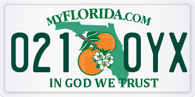 FL license plate 0210YX