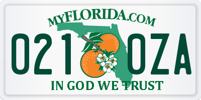 FL license plate 0210ZA