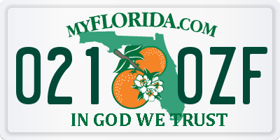 FL license plate 0210ZF