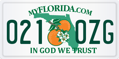 FL license plate 0210ZG