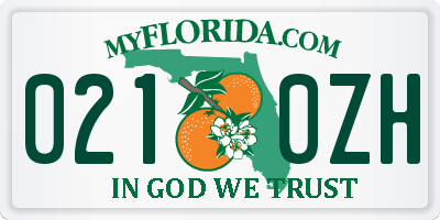 FL license plate 0210ZH