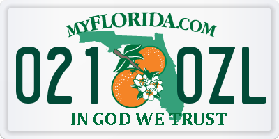FL license plate 0210ZL