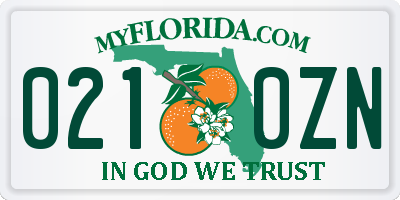 FL license plate 0210ZN
