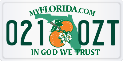 FL license plate 0210ZT