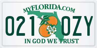 FL license plate 0210ZY