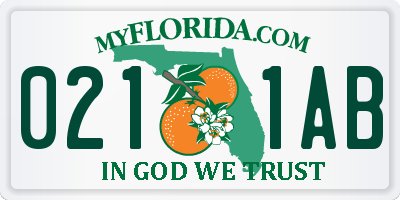 FL license plate 0211AB