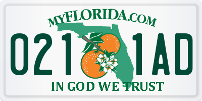 FL license plate 0211AD