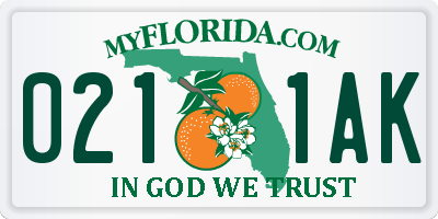 FL license plate 0211AK