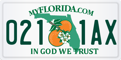 FL license plate 0211AX