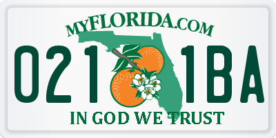 FL license plate 0211BA