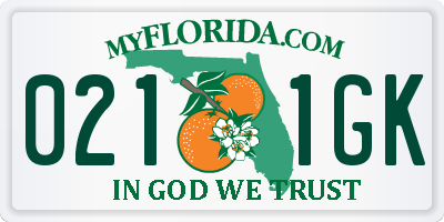 FL license plate 0211GK