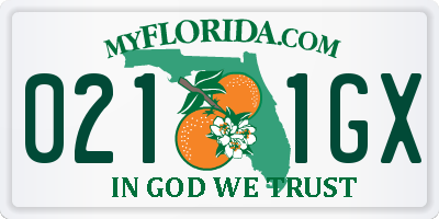 FL license plate 0211GX