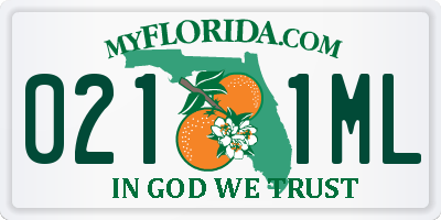 FL license plate 0211ML