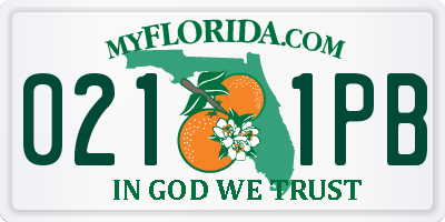 FL license plate 0211PB