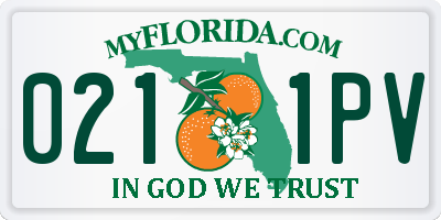 FL license plate 0211PV